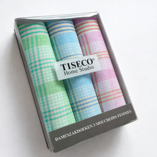 Katoenen dames zakdoeken Tiseco in cadeauverpakking 3 stuks