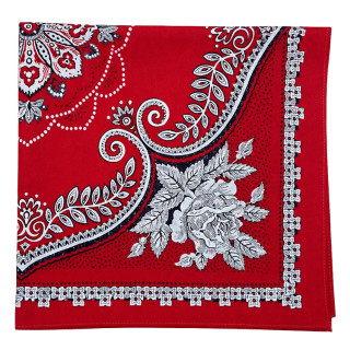 Rode boerenzakdoek met bloemen 61x63cm