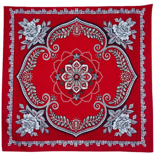 Rode boerenzakdoek met bloemen 61x63cm