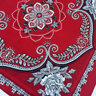 Rode boerenzakdoek met bloemen 61x63cm