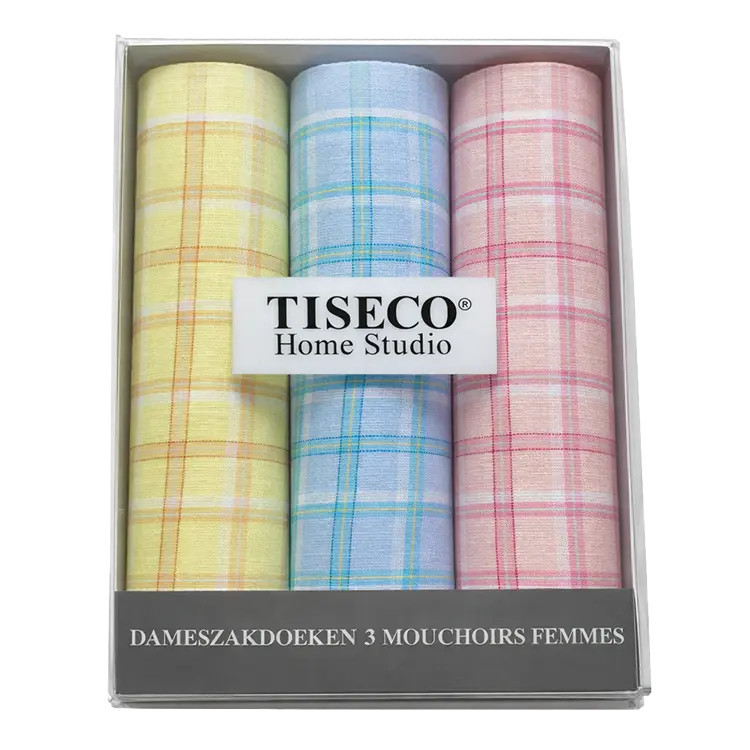 Katoenen dames zakdoeken in cadeauverpakking 3 stuks (P05)