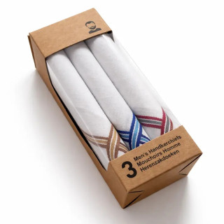 Katoenen heren zakdoeken in cadeauverpakking 3 stuks (T02)