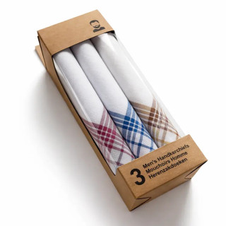 Katoenen heren zakdoeken in cadeauverpakking 3 stuks (T05)