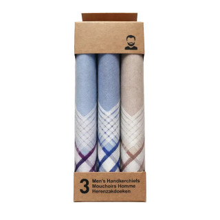 Katoenen heren zakdoeken in cadeauverpakking 3 stuks (T01)