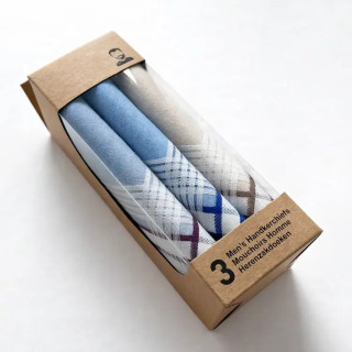 Katoenen heren zakdoeken in cadeauverpakking 3 stuks (T01)