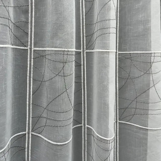 Valletje nr. 24 hoogte 52cm wit met grijs geborduurd | Valletjes gordijnen