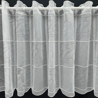 Valletje nr. 24 hoogte 52cm wit met grijs geborduurd | Valletjes gordijnen