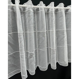 Valletje nr. 24 hoogte 52cm wit met grijs geborduurd | Valletjes gordijnen