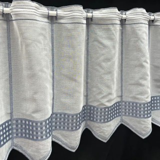 Valletje nr.234 wit met blauw hoogte 46cm  | Valletjes gordijnen