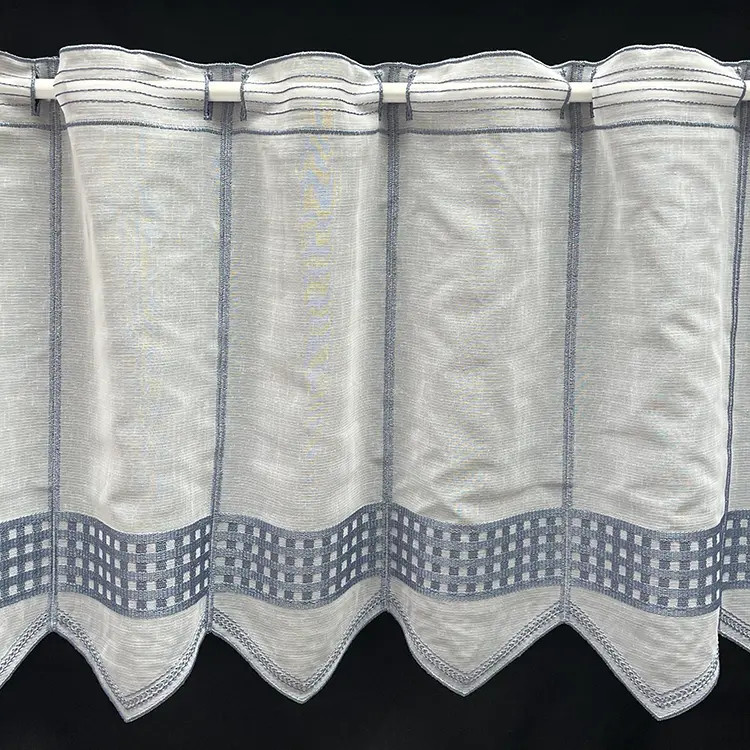 Valletje nr.234 wit met blauw hoogte 46cm  | Valletjes gordijnen