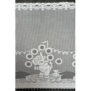 Valletje 518 wit met olifant en muis hoogte 63cm | Valletjes gordijnen
