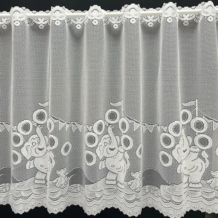 Valletje 518 wit met olifant en muis hoogte 63cm | Valletjes gordijnen