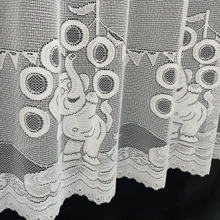 Valletje 518 wit met olifant en muis hoogte 63cm | Valletjes gordijnen