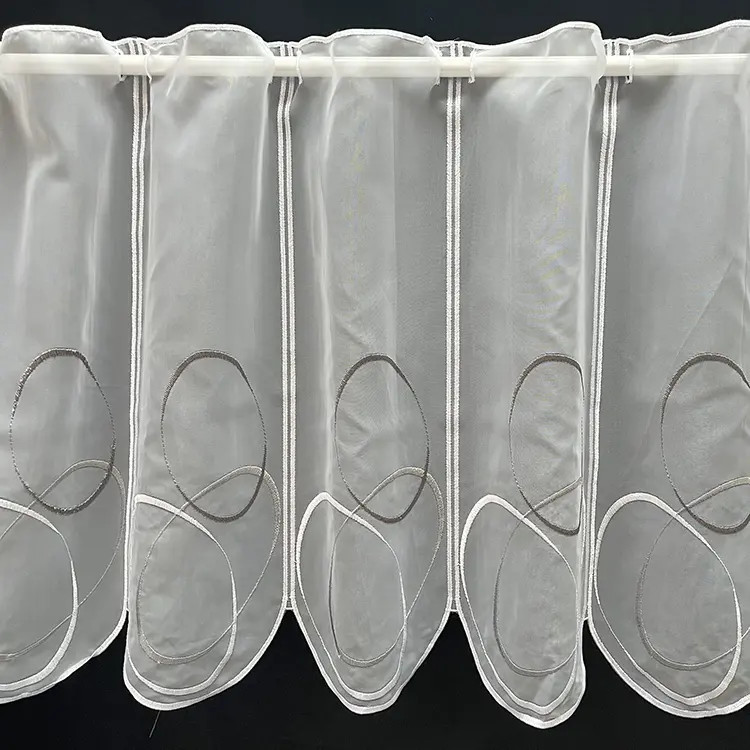 Valletje nr.318 wit met grijze cirkels hoogte 48cm | Valletjes gordijnen