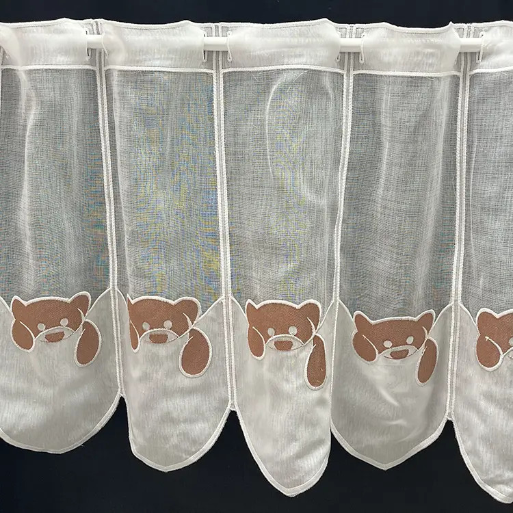 Valletje nr.528 naturel met bruine teddyberen 46cm hoog | Valletjes gordijnen