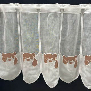 Valletje nr.528 naturel met bruine teddyberen 46cm hoog | Valletjes gordijnen