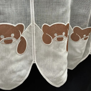 Valletje nr.528 naturel met bruine teddyberen 46cm hoog | Valletjes gordijnen