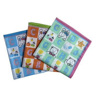 Kinder zakdoeken Piccolo met letters en beertjes | 6 stuks 30x30cm