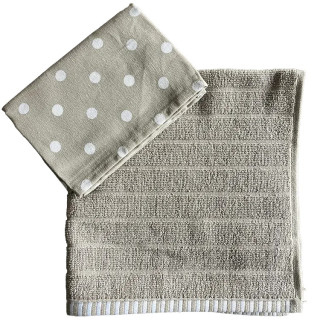 Kracht keukenset beige stippen | Theedoek en keukendoek