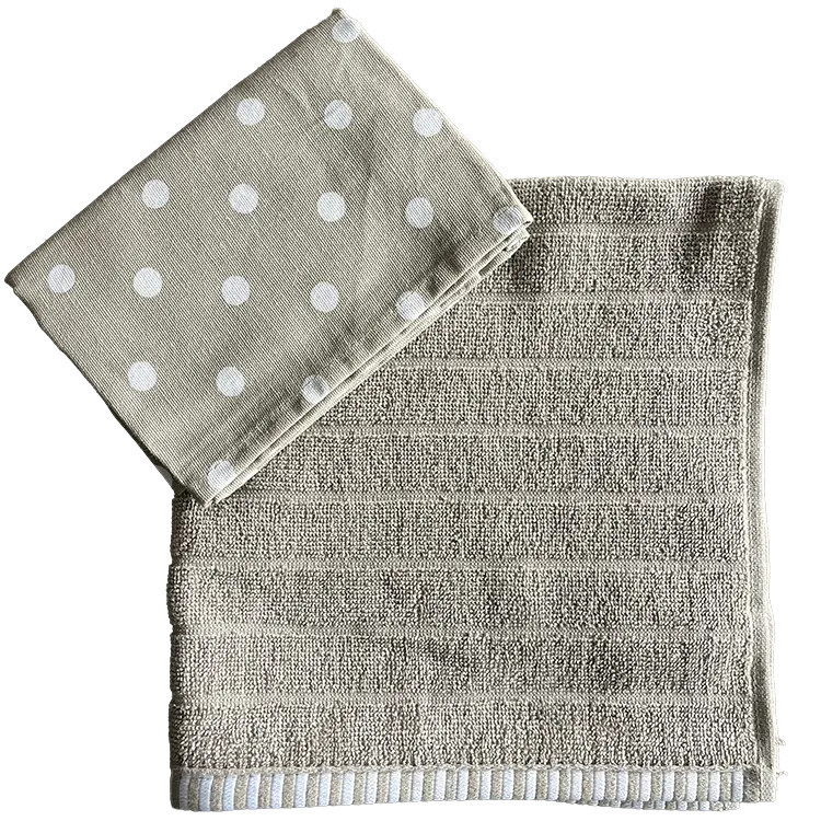 Kracht keukenset beige stippen | Theedoek en keukendoek