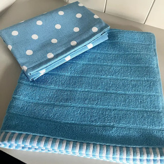 Kracht blauw met stippen | Theedoek en keukendoek