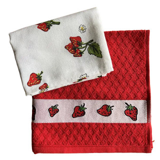 Kracht rood met aardbeien | Theedoek en keukendoek