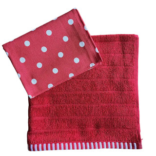 Kracht rood met stippen | Theedoek en keukendoek