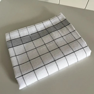 Theedoek wit met grijs / Kracht 50x70cm theedoek ruit half linnen