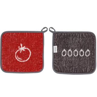 Pannenlap rood met tomaat | Badstof 100% katoen