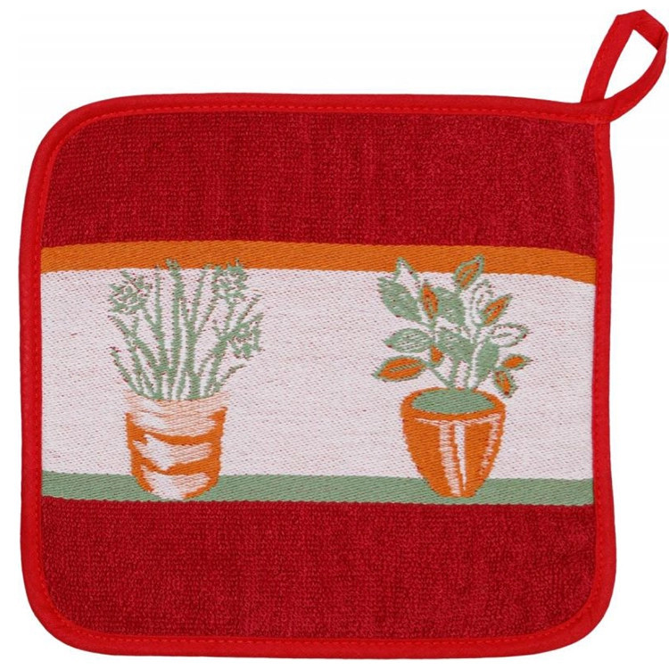 Pannenlap rood met plantjes | 100% katoen | Kracht