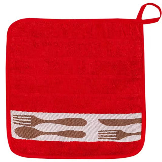 Pannenlap met bestek rood | 100% katoen | Kracht
