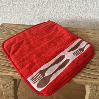 Pannenlap met bestek rood | 100% katoen | Kracht